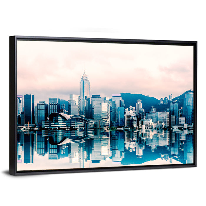 Victoria Harbour Sketch at Dusk Wall Art as a framed canvas