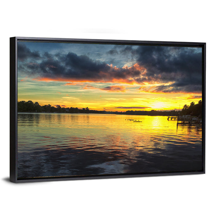 Lake Marion Sunset Wall Art as a framed canvas
