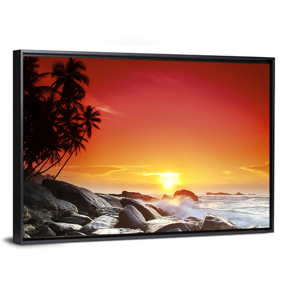 Tropical Island Sunset Wall Art