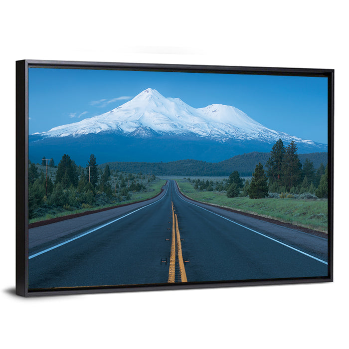Road to Mount Shasta Wall Art as a framed canvas