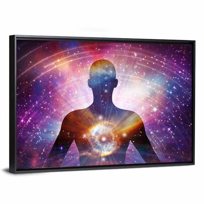 Soul Journey Cosmic Silhouette Wall Art as a framed canvas