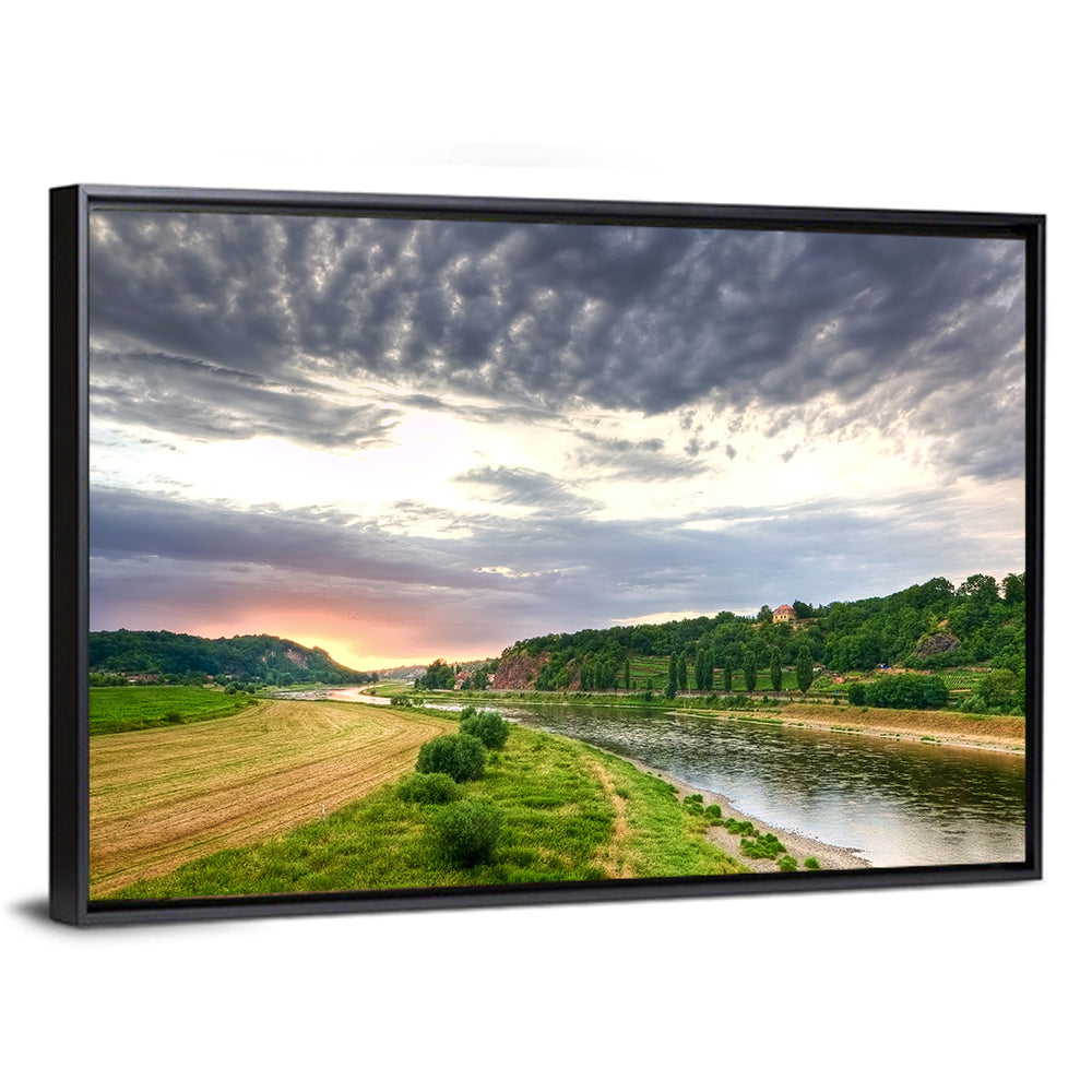 Elbe River at Golden Hour Wall Art