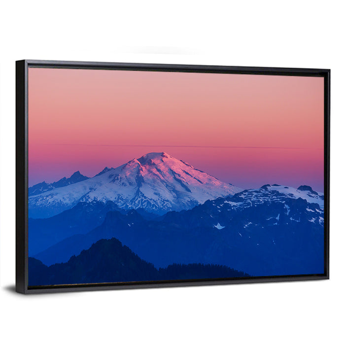 Mount Baker Alpenglow Wall Art as a framed canvas