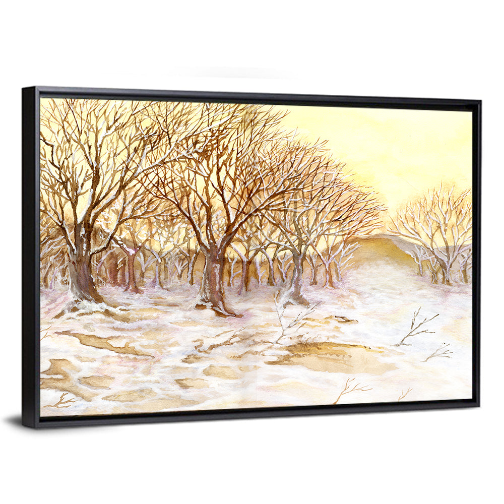 Winter Field with Snow-dusted Trees Wall Art