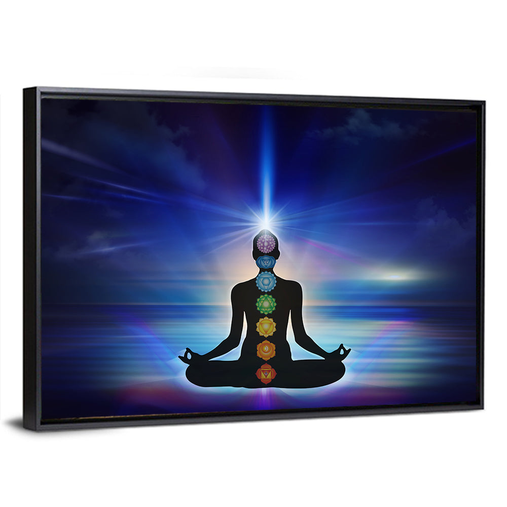 Lotus Pose with Chakra Symbols Wall Art