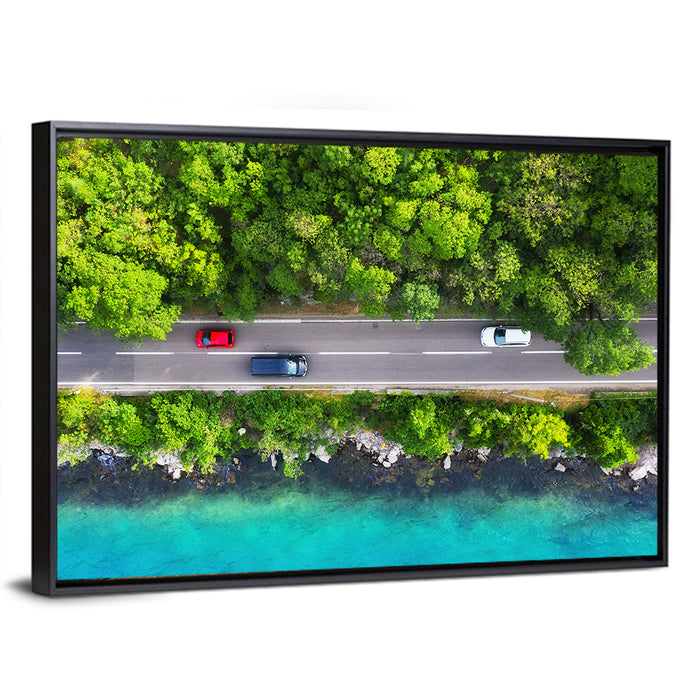Sea Coast Highway Wall Art as a framed canvas