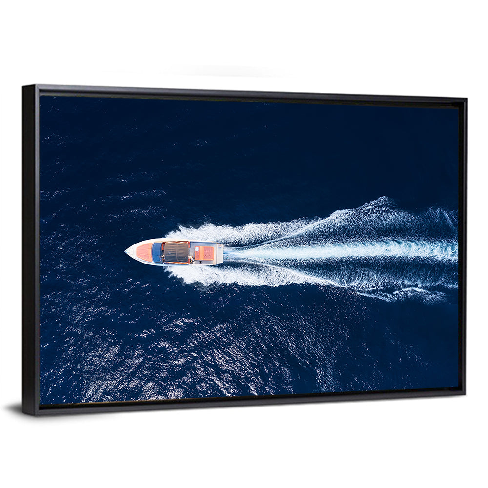 Sleek Speedboat Over Navy Sea Wall Art