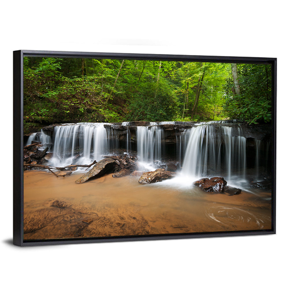 Lush Green Forest Waterfall Wall Art