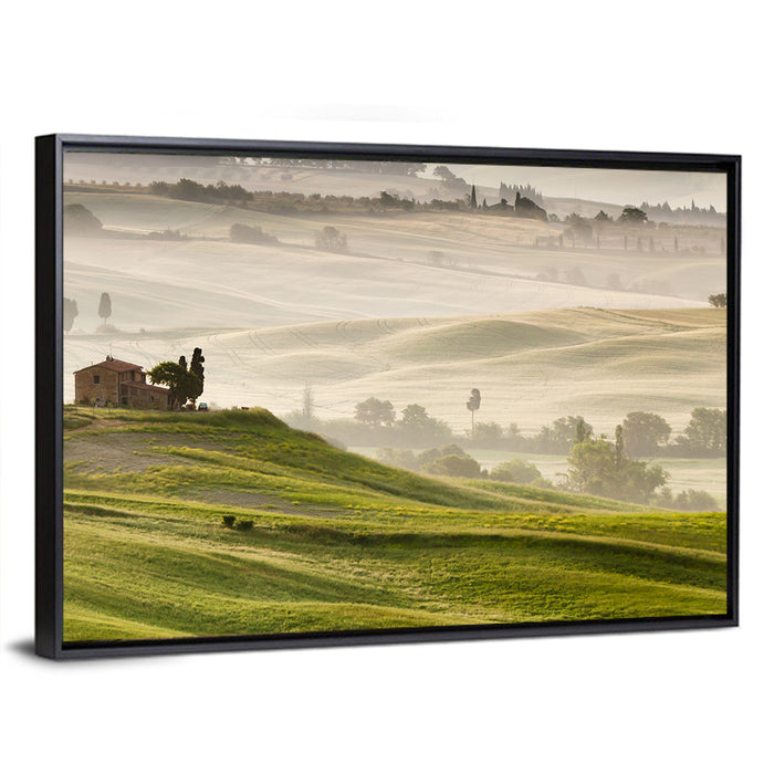 Foggy Tuscany Wall Art as a framed canvas
