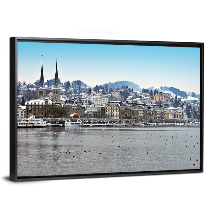 Hofkirche Lucerne Cityscape Wall Art as a framed canvas