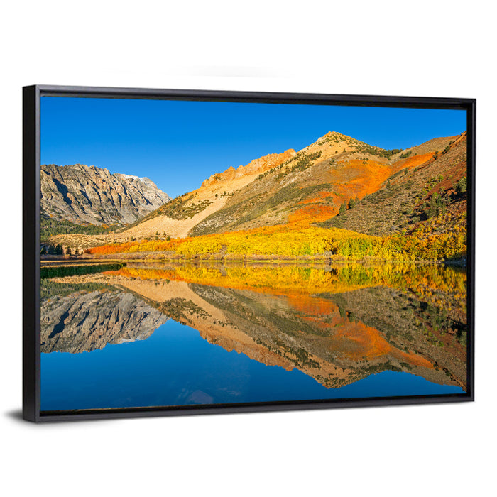 North Lake Autumn Reflection Wall Art as a framed canvas