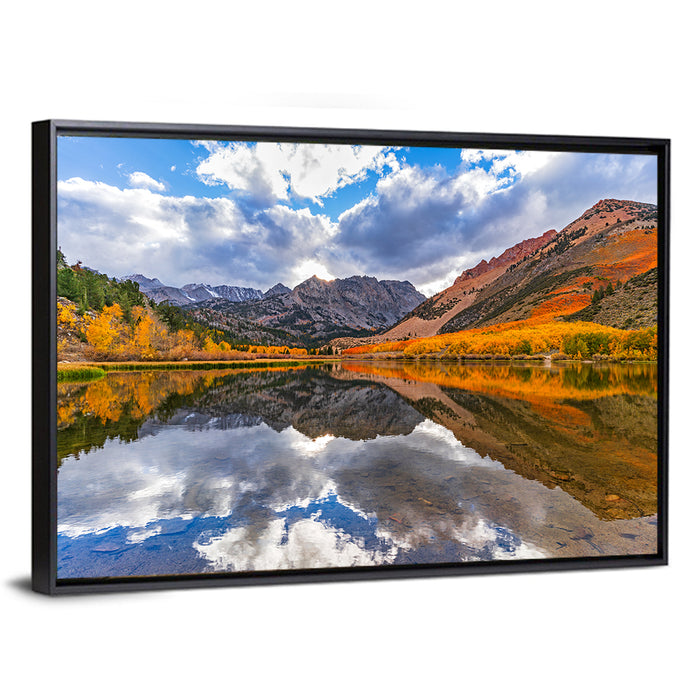 North Lake Autumn Reflection Wall Art as a framed canvas