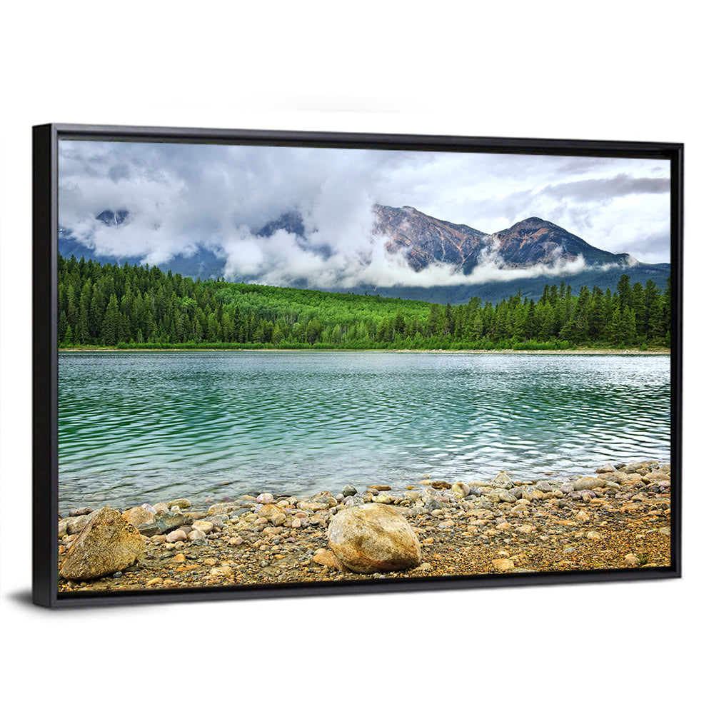 Patricia Lake Cloudy Mountains Wall Art