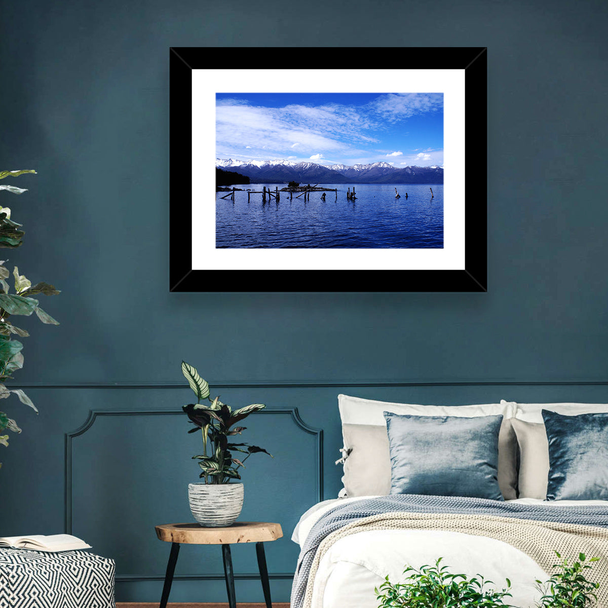 Nahuel Huapi Lake with Wooden Pilings Wall Art in a room, landscape