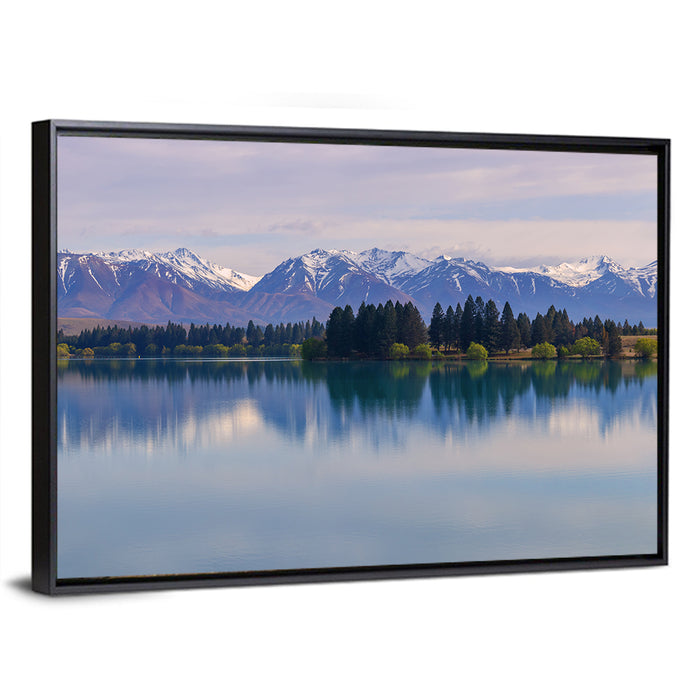 Ruataniwha Lake Reflection Wall Art as a framed canvas