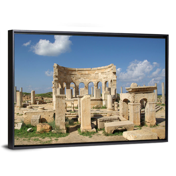 Leptis Magna Stone Ruins Wall Art as a framed canvas