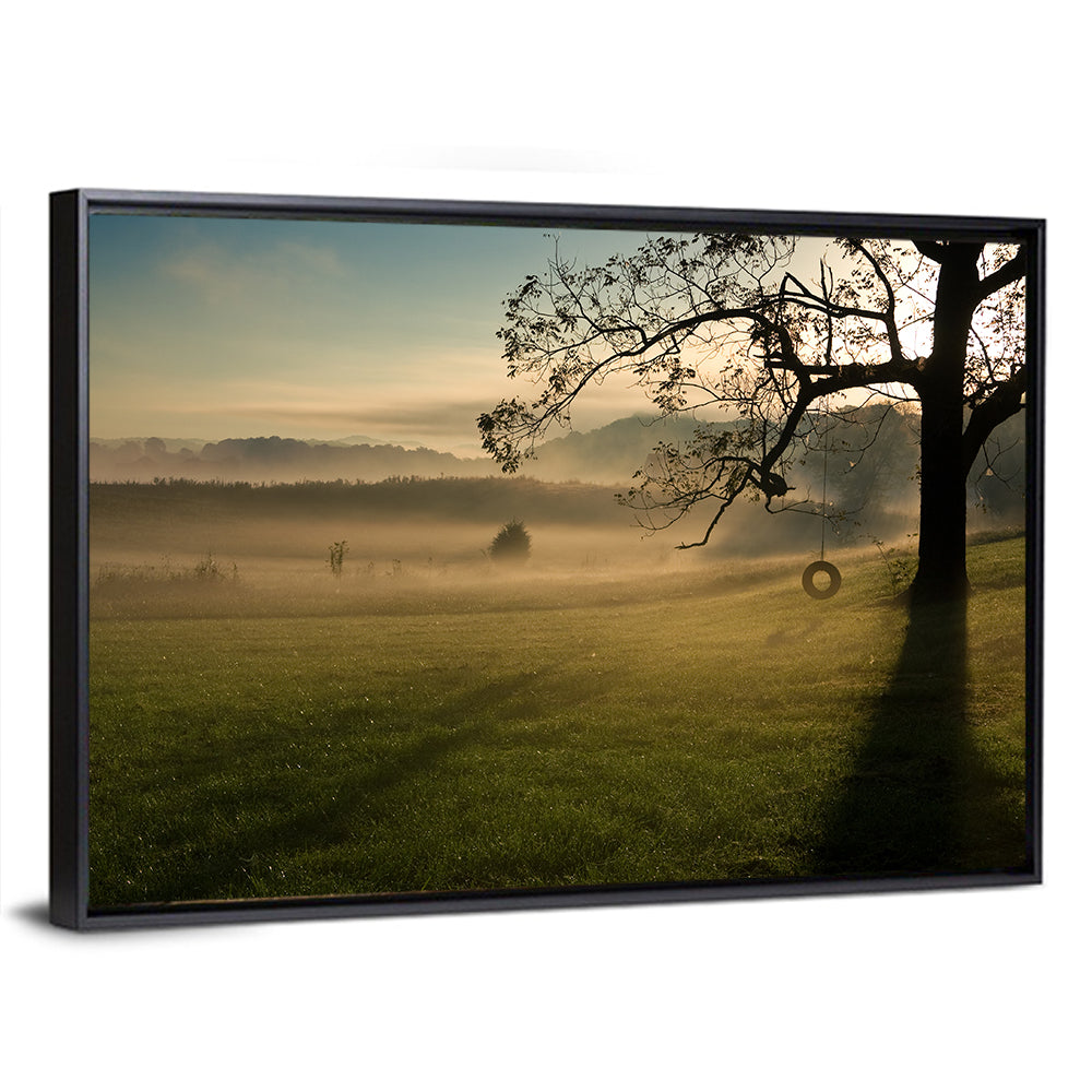 Tire Swing in Morning Mist Wall Art