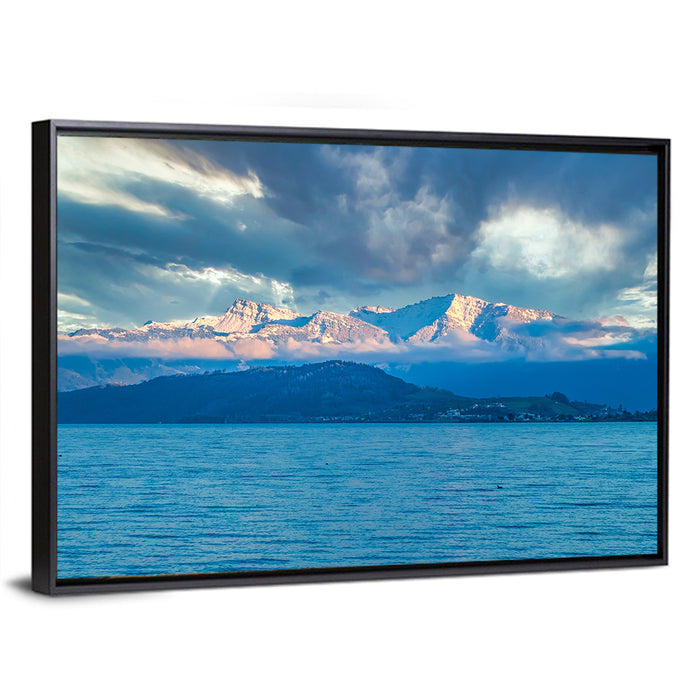 Lake Obersee Golden Hour Wall Art as a framed canvas