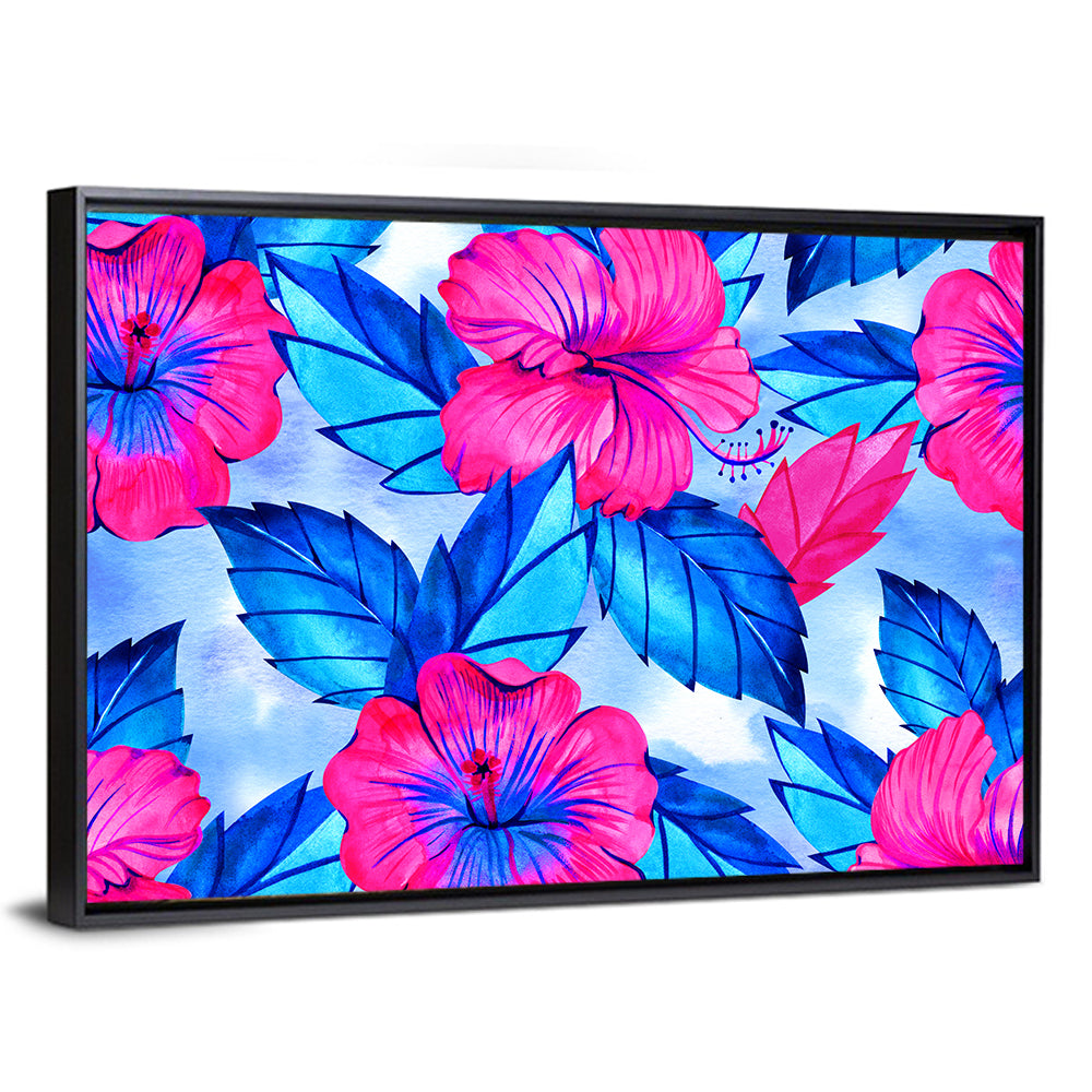 Tropical Hibiscus Pattern Wall Art