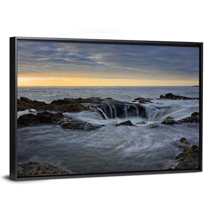 Thor's Well at Cape Perpetua Wall Art as a framed canvas
