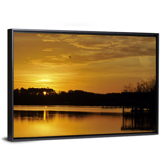 Lake Weiss Sunset Reflection Wall Art as a framed canvas
