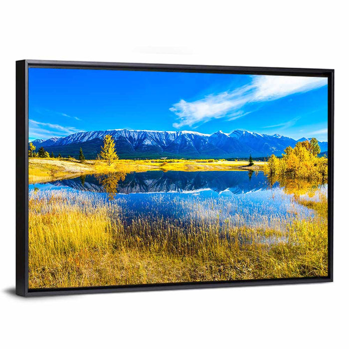 Abraham Lake Reflection Wall Art as a framed canvas