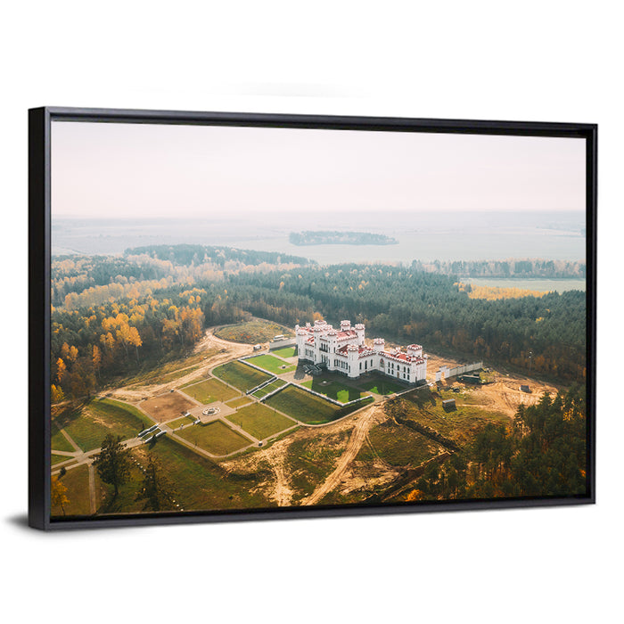 Kosava Castle Aerial View Wall Art as a framed canvas