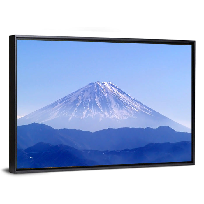 Mount Fuji Minimalist Landscape Wall Art as a framed canvas