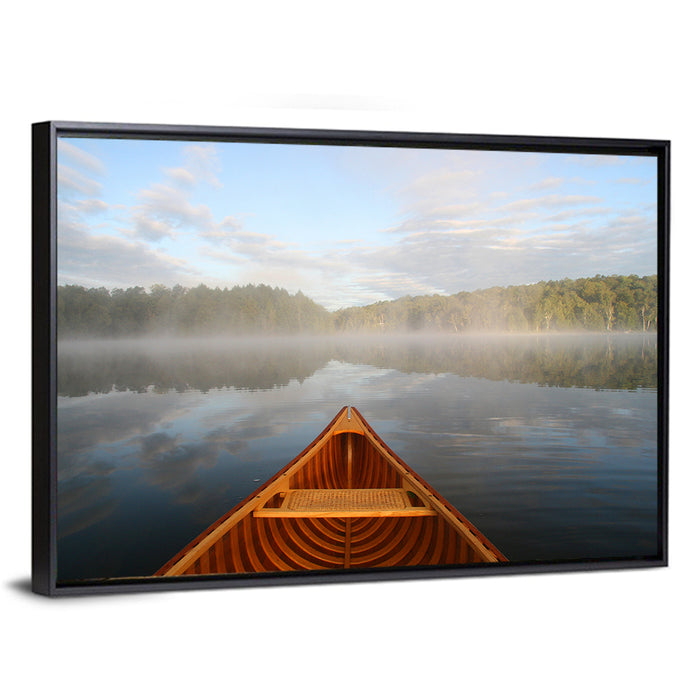 Cedar Canoe on Lake Ontario Wall Art as a framed canvas
