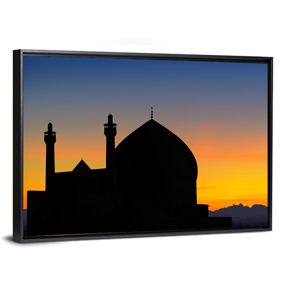 Isfahan Mosque Silhouette at Dusk Wall Art