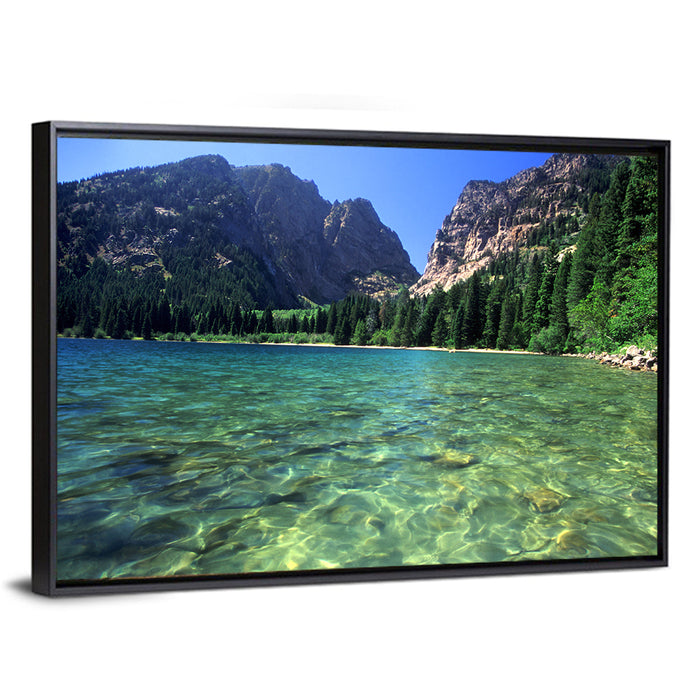 Phelps Lake Landscape Wall Art as a framed canvas