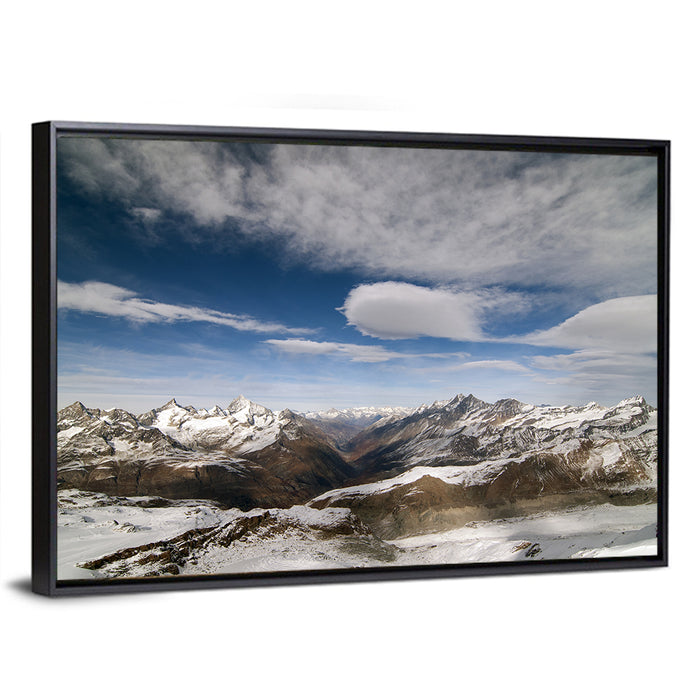 Snow-capped Peaks of Zermatt Wall Art as a framed canvas