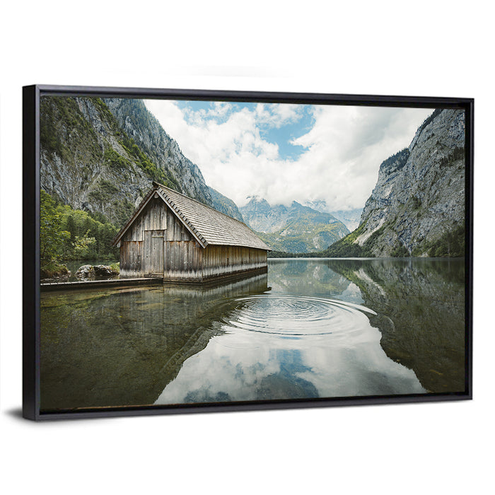Königssee Boathouse at Obersee Wall Art as a framed canvas