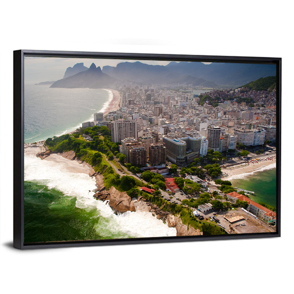Ipanema Coast Aerial View Wall Art, framed canvas, landscape