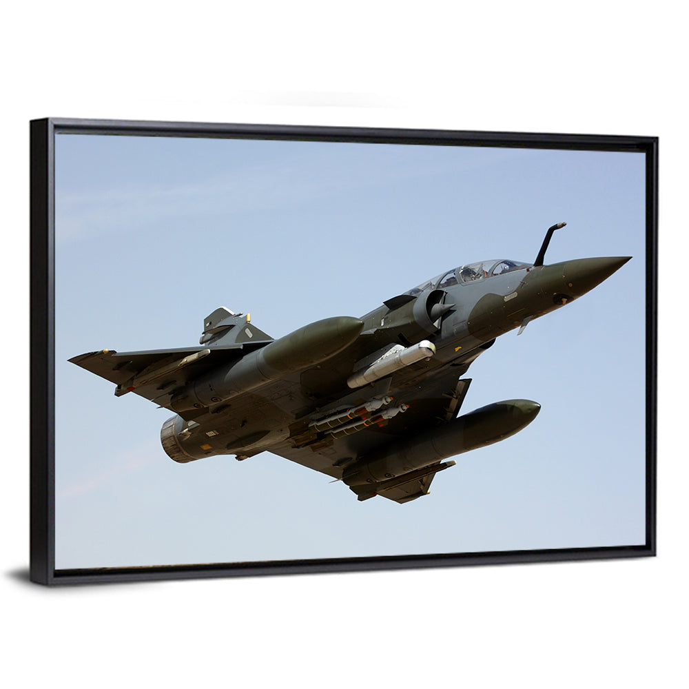 Camouflaged Fighter Jet in Flight Wall Art
