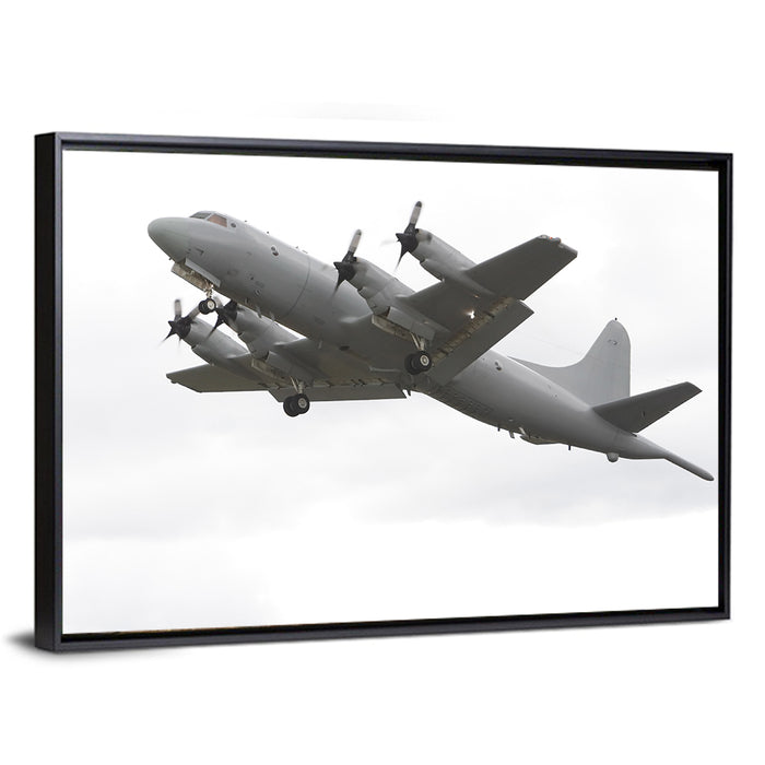 Four-engine Turboprop Patrol Aircraft Wall Art as a framed canvas