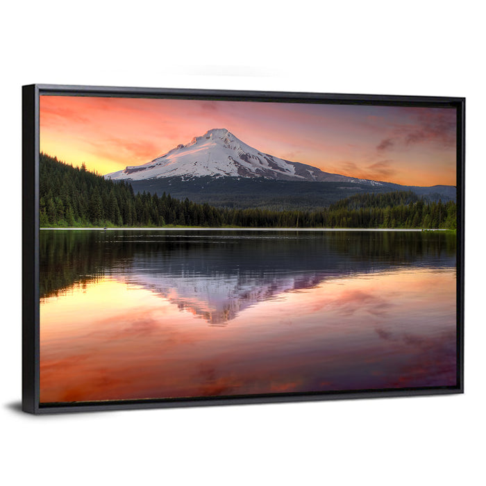 Mount Hood Reflected at Trillium Lake Wall Art as a framed canvas