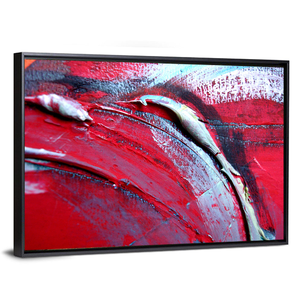 Crimson Impasto Motion Wall Art