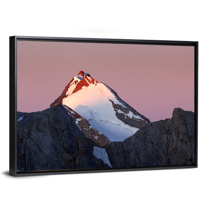 Mount Chimtarga Alpenglow Wall Art as a framed canvas