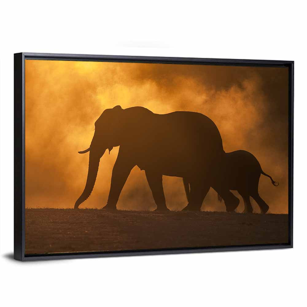 African Elephant Silhouette at Dusk Wall Art