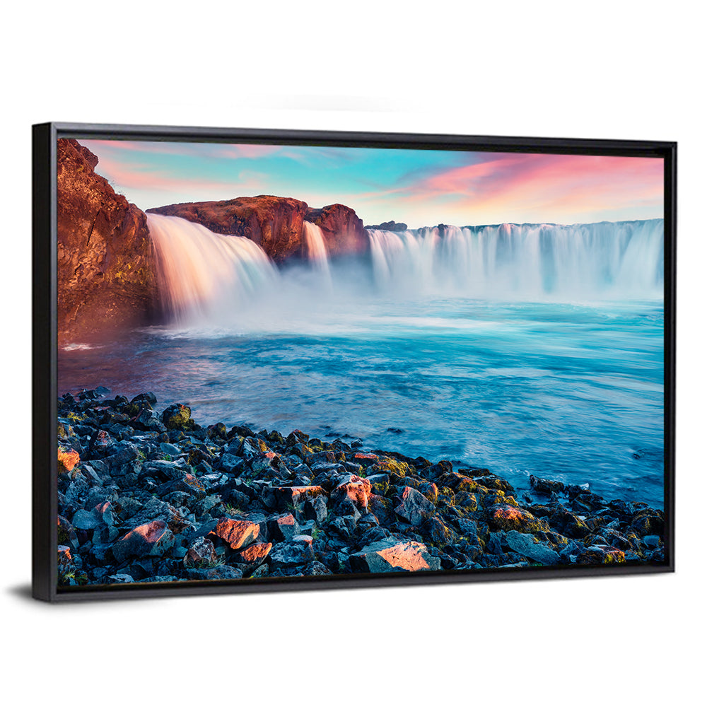 Goðafoss Waterfall at Sunset Wall Art