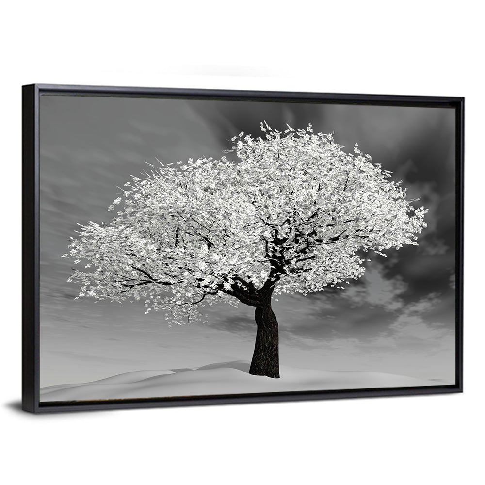 Monochrome Cherry Tree in Winter Wall Art