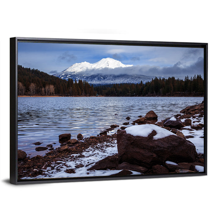 Mount Shasta and Lake Siskiyou Wall Art as a framed canvas