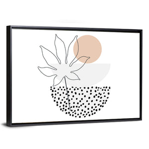 Vertical Bowls & Palm Leaf Illustration Wall Art