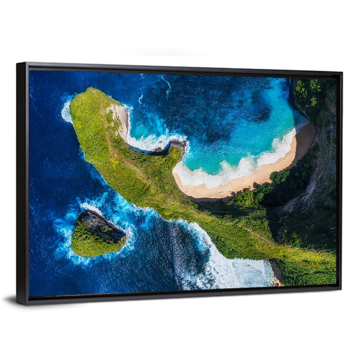 Kelingking Beach Cliffs Wall Art as a framed canvas