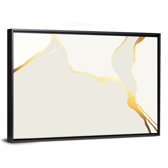 Golden Kintsugi Streams Wall Art as a framed canvas