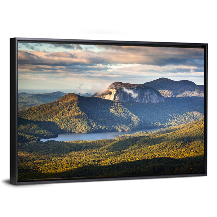 Table Rock Sunrise Over Looking Glass Rock Wall Art as a framed canvas