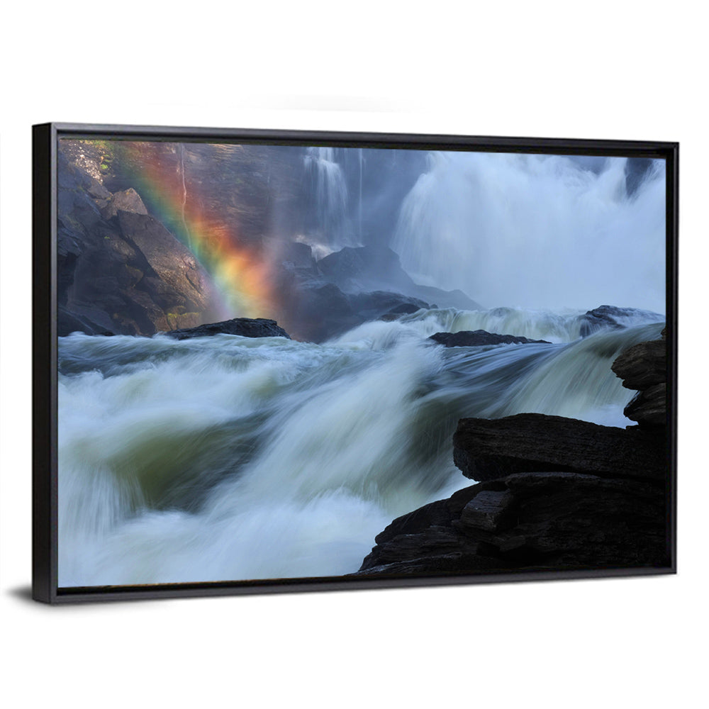 Rainbow Over Rushing River Wall Art