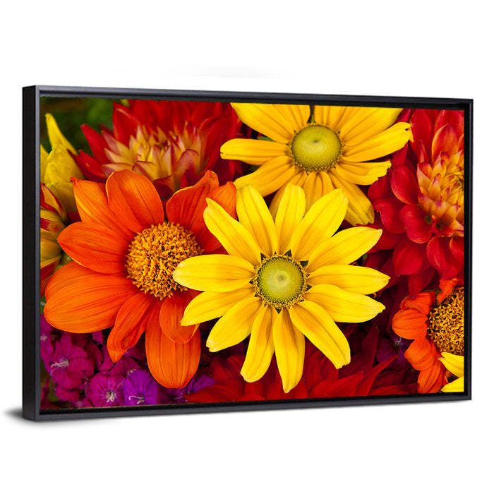 Fresh Autumn Flowers Wall Art as a framed canvas