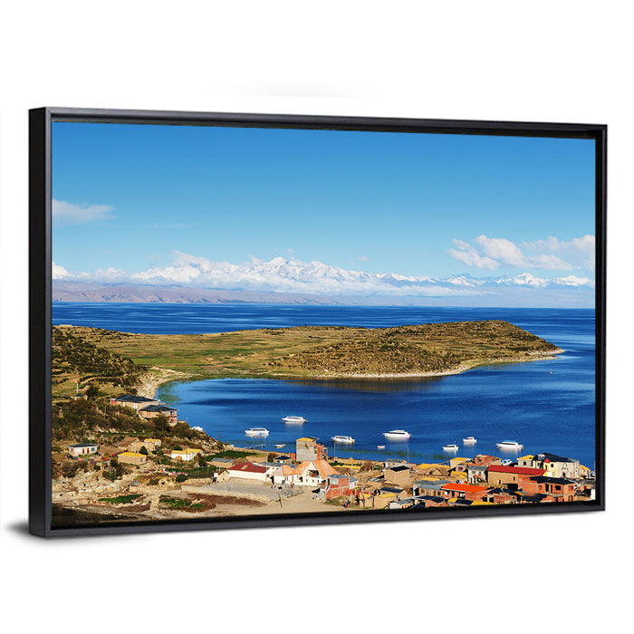 Isla Del Sol Village on Lake Titicaca Wall Art as a framed canvas